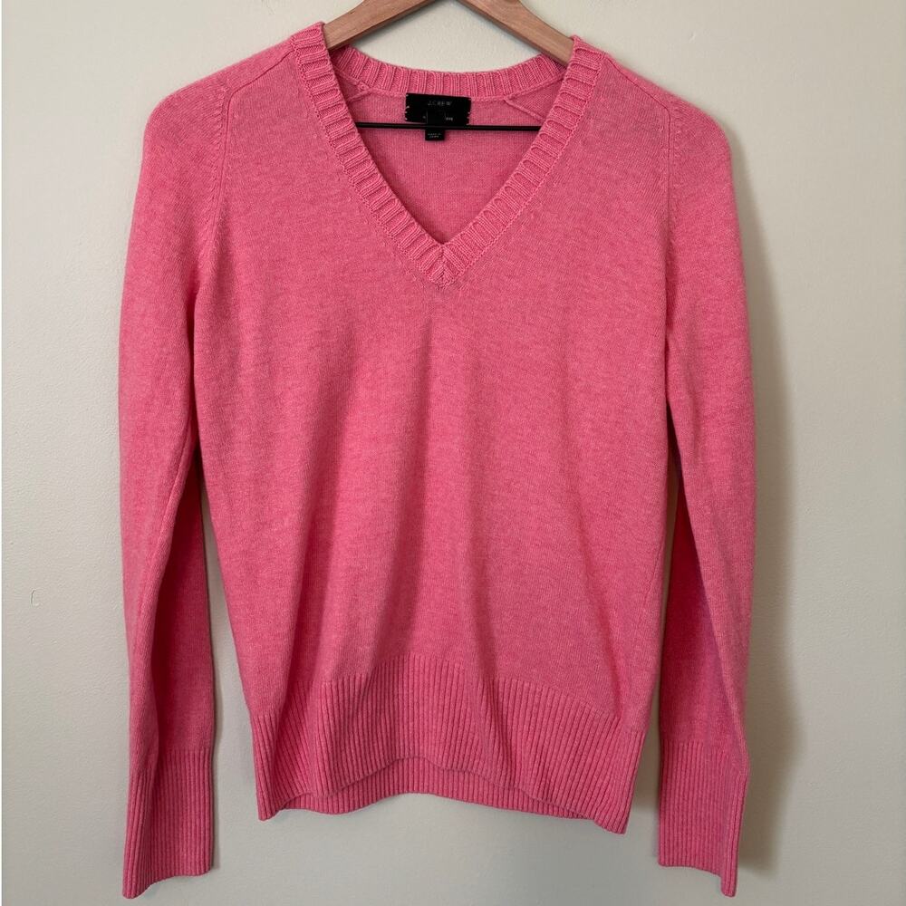 J. Crew Pink Cashmere Blend V Neck Sweater Small